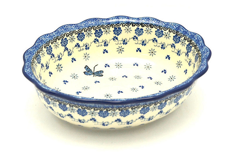 Ceramika Artystyczna Polish Pottery Bowl - Fluted Oval - Dragonfly D78-2009a (Ceramika Artystyczna)