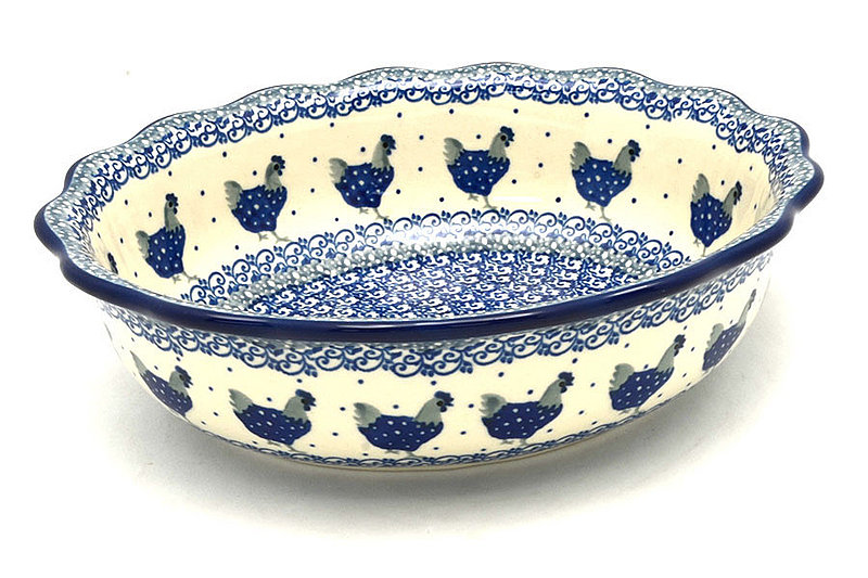 Polish Pottery Bowl - Fluted Oval - Henny Penny