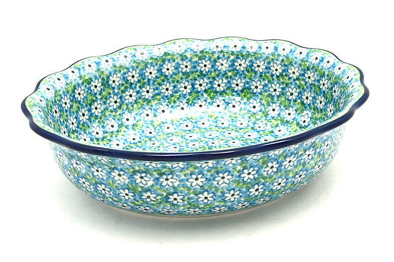 Polish Pottery Bowl - Fluted Oval - Key Lime