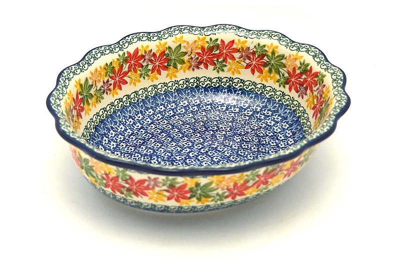 Ceramika Artystyczna Polish Pottery Bowl - Fluted Oval - Maple Harvest D78-2533a (Ceramika Artystyczna)
