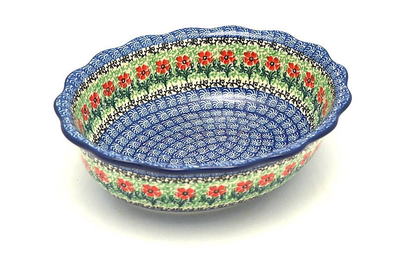 Ceramika Artystyczna Polish Pottery Bowl - Fluted Oval - Maraschino D78-1916a (Ceramika Artystyczna)