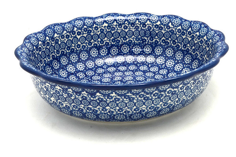 Polish Pottery Bowl - Fluted Oval - Midnight