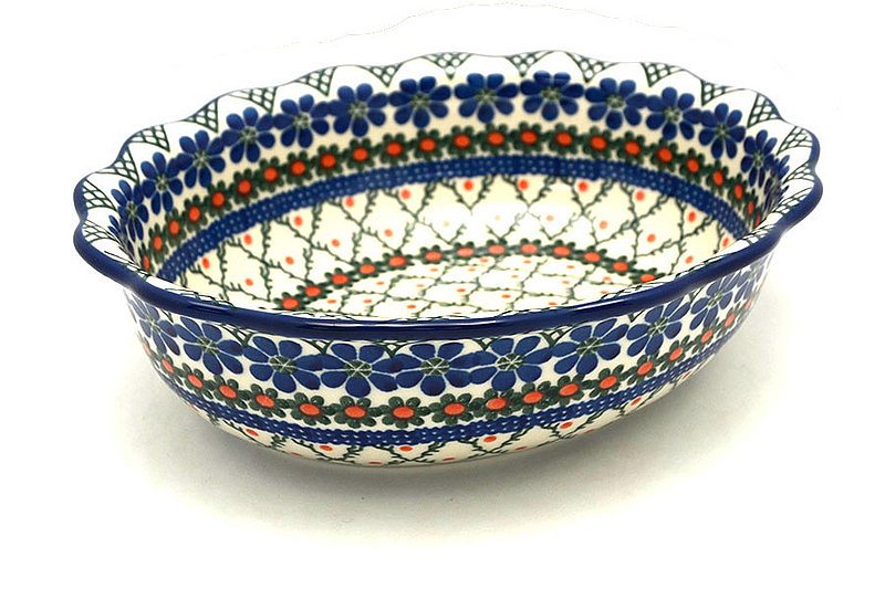 Ceramika Artystyczna Polish Pottery Bowl - Fluted Oval - Primrose D78-854a (Ceramika Artystyczna)