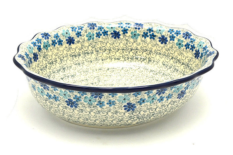Polish Pottery Bowl - Fluted Oval - Sea Blossom