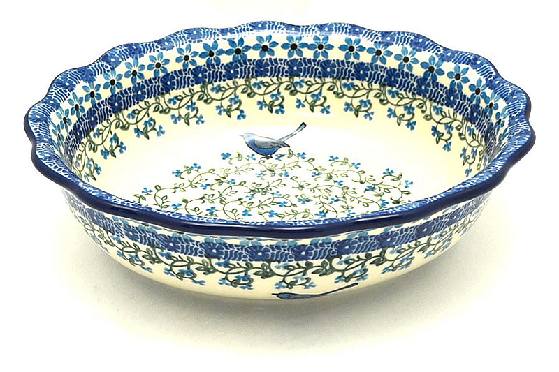 Ceramika Artystyczna Polish Pottery Bowl - Fluted Oval - Song Bird D78-1932a (Ceramika Artystyczna)