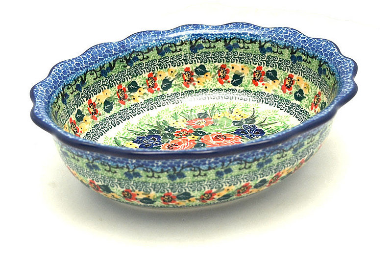 Ceramika Artystyczna Polish Pottery Bowl - Fluted Oval - Unikat Signature - U4400 D78-U4400 (Ceramika Artystyczna)