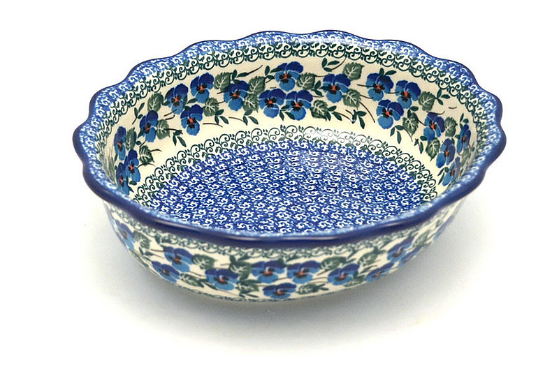 Ceramika Artystyczna Polish Pottery Bowl - Fluted Oval - Winter Viola D78-2273a (Ceramika Artystyczna)