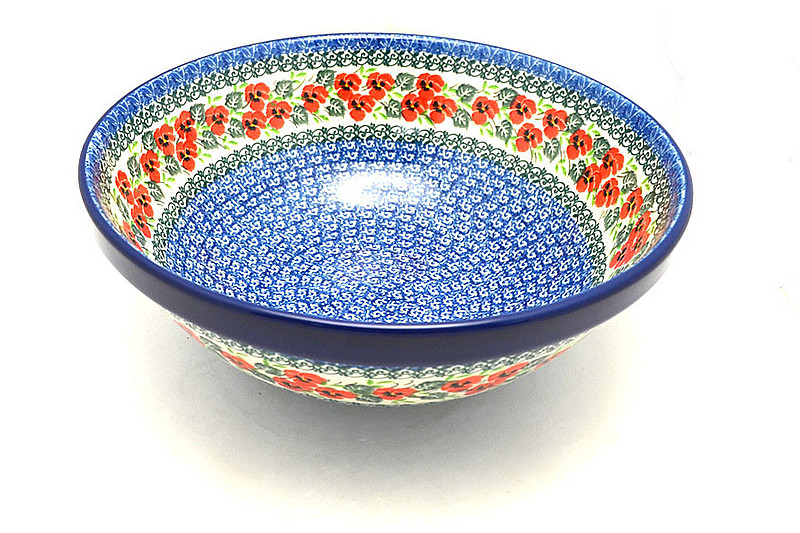 Ceramika Artystyczna Polish Pottery Bowl - Grand Nesting (10 3/4") - Red Pansy 055-2538a (Ceramika Artystyczna)