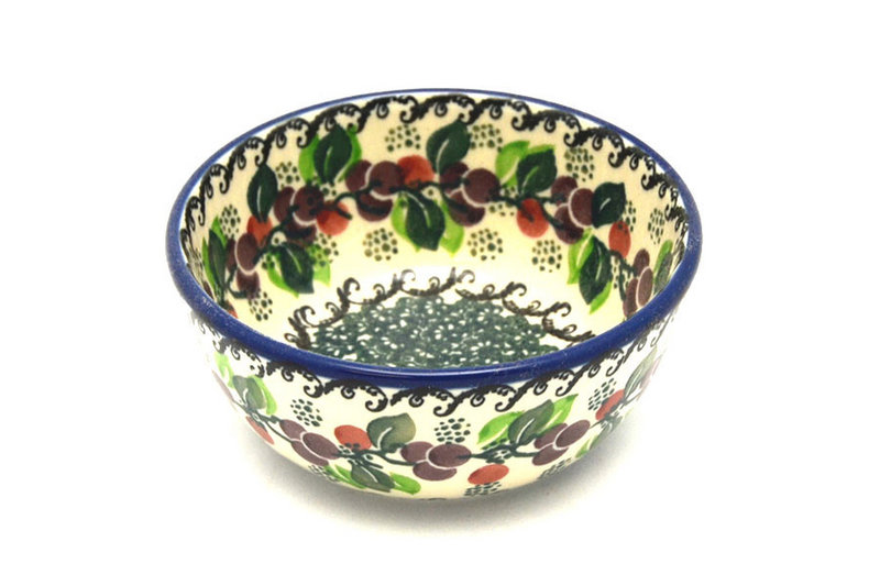 Ceramika Artystyczna Polish Pottery Bowl - Ice Cream/Dessert - Burgundy Berry Green 017-1415a (Ceramika Artystyczna)
