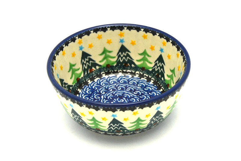 Ceramika Artystyczna Polish Pottery Bowl - Ice Cream/Dessert - Christmas Trees 017-1284a (Ceramika Artystyczna)