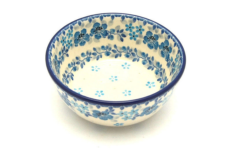 Ceramika Artystyczna Polish Pottery Bowl - Ice Cream/Dessert - Flax Flower 017-2642a (Ceramika Artystyczna)