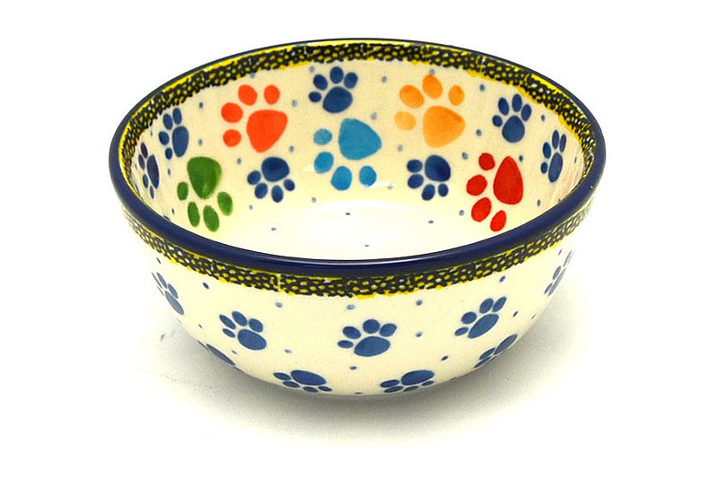 Ceramika Artystyczna Polish Pottery Bowl - Ice Cream/Dessert - Paw Prints 017-1769a (Ceramika Artystyczna)