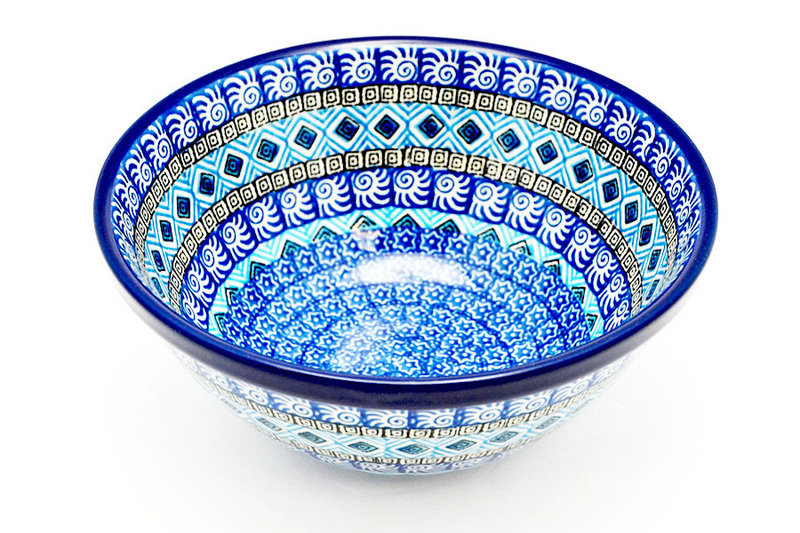 Polish Pottery Bowl - Large Nesting (7 1/2") - Aztec Sky