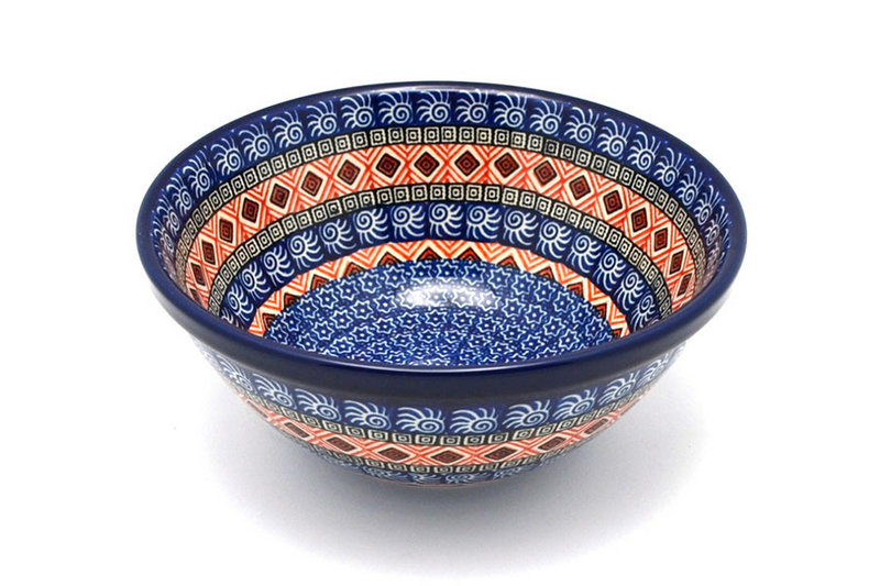 Ceramika Artystyczna Polish Pottery Bowl - Large Nesting (7 1/2") - Aztec Sun 057-1350a (Ceramika Artystyczna)