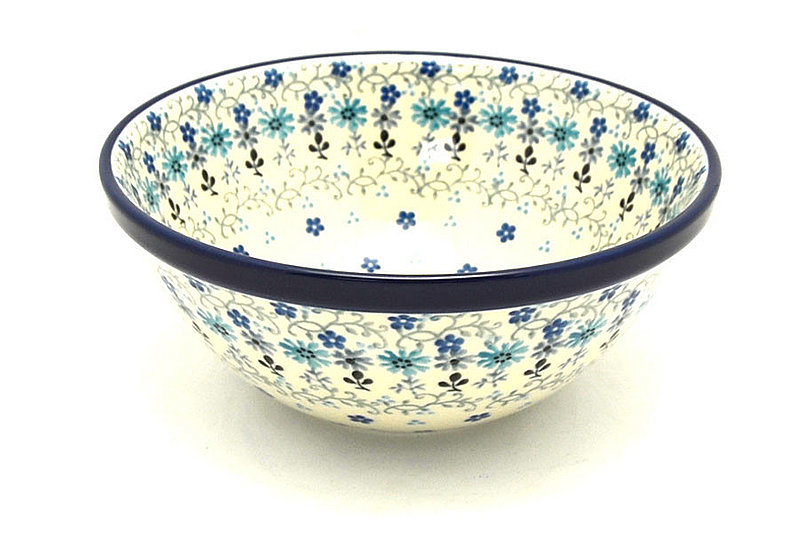 Ceramika Artystyczna Polish Pottery Bowl - Large Nesting (7 1/2") - Bachelor Button 057-2641a (Ceramika Artystyczna)