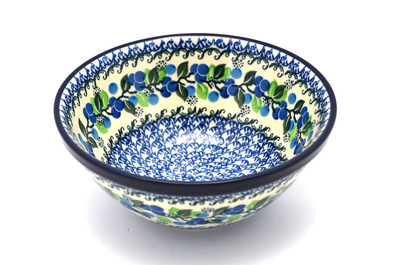 Ceramika Artystyczna Polish Pottery Bowl - Large Nesting (7 1/2") - Blue Berries 057-1416a (Ceramika Artystyczna)