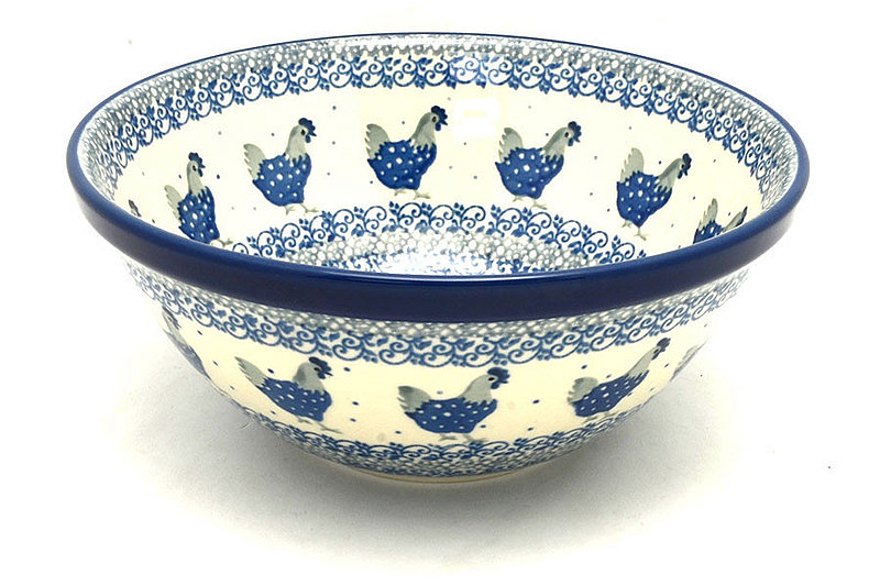 Ceramika Artystyczna Polish Pottery Bowl - Large Nesting (7 1/2") - Blue Hen 057-2597a (Ceramika Artystyczna)