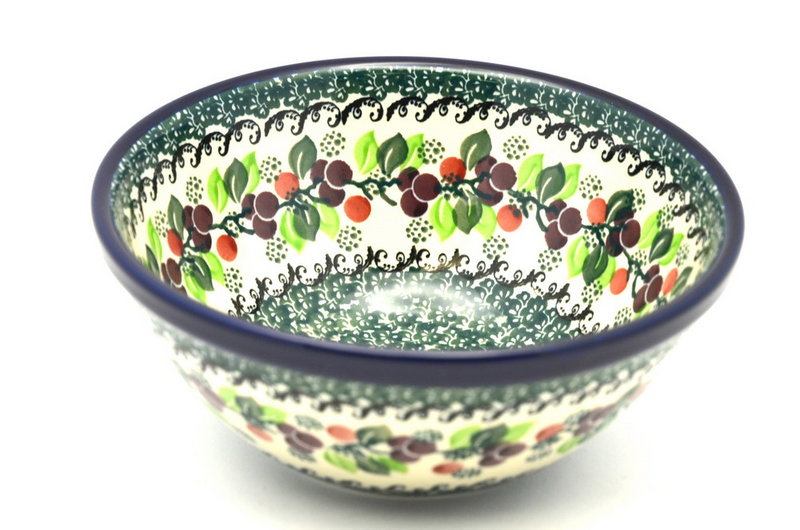 Ceramika Artystyczna Polish Pottery Bowl - Large Nesting (7 1/2") - Burgundy Berry Green 057-1415a (Ceramika Artystyczna)