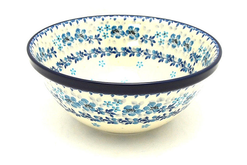 Ceramika Artystyczna Polish Pottery Bowl - Large Nesting (7 1/2") - Flax Flower 057-2642a (Ceramika Artystyczna)