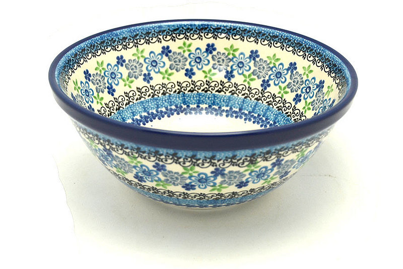 Ceramika Artystyczna Polish Pottery Bowl - Large Nesting (7 1/2") - Flower Works 057-2633a (Ceramika Artystyczna)