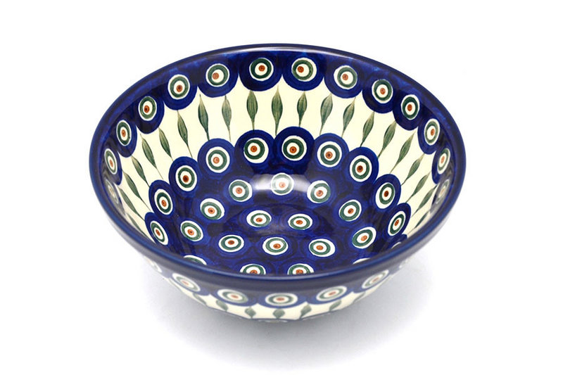 Ceramika Artystyczna Polish Pottery Bowl - Large Nesting (7 1/2") - Peacock 057-054a (Ceramika Artystyczna)