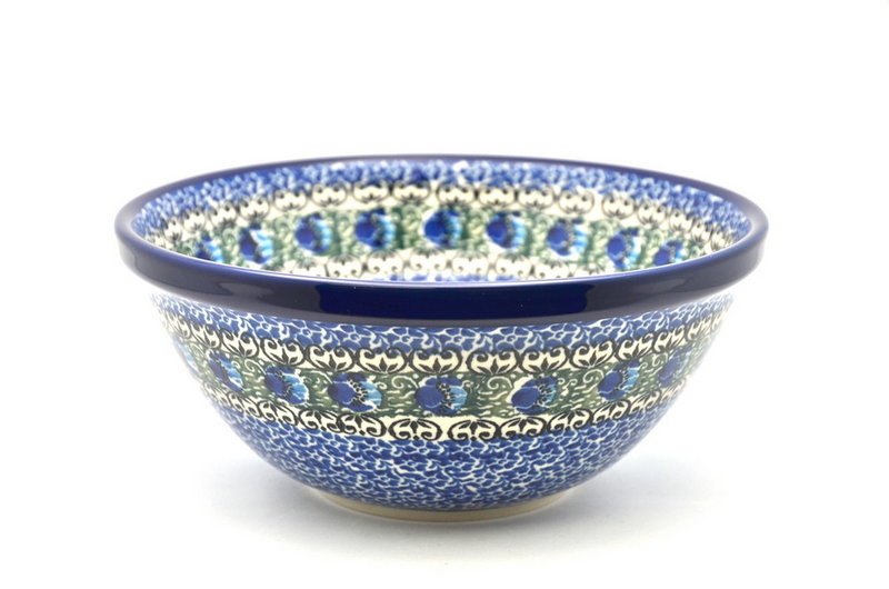 Ceramika Artystyczna Polish Pottery Bowl - Large Nesting (7 1/2") - Peacock Feather 057-1513a (Ceramika Artystyczna)