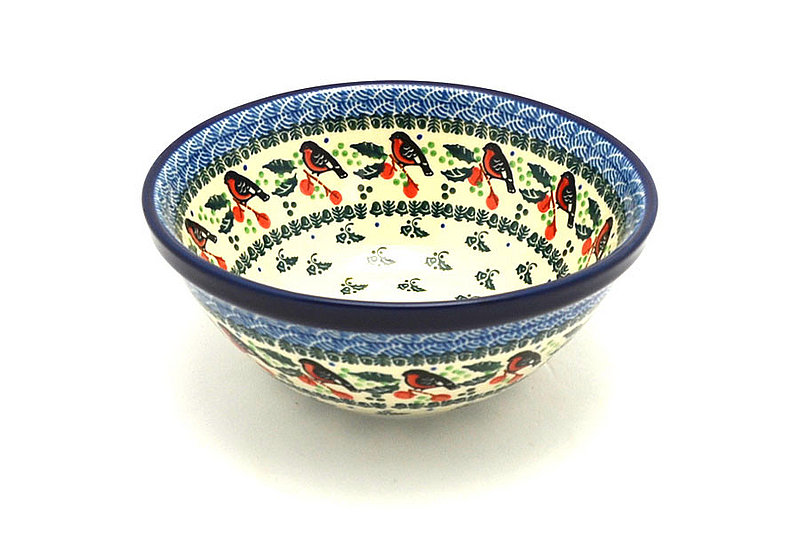 Ceramika Artystyczna Polish Pottery Bowl - Large Nesting (7 1/2") - Red Robin 057-1257a (Ceramika Artystyczna)