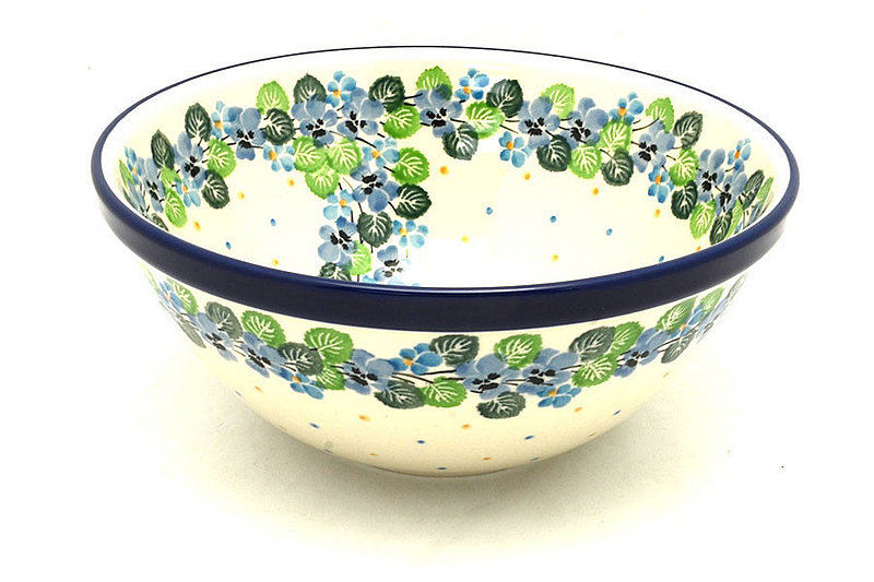 Ceramika Artystyczna Polish Pottery Bowl - Large Nesting (7 1/2") - Spring Viola 057-2339a (Ceramika Artystyczna)