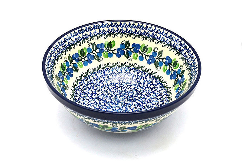 Ceramika Artystyczna Polish Pottery Bowl - Larger Nesting (9") - Blue Berries 056-1416a (Ceramika Artystyczna)
