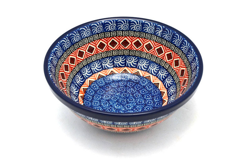 Ceramika Artystyczna Polish Pottery Bowl - Medium Nesting (6 1/2") - Aztec Sun 058-1350a (Ceramika Artystyczna)