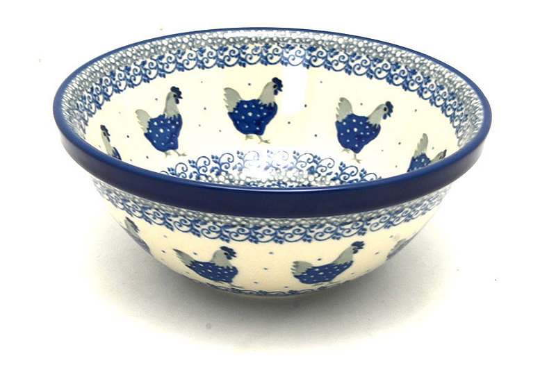 Ceramika Artystyczna Polish Pottery Bowl - Medium Nesting (6 1/2") - Blue Hen 058-2597a (Ceramika Artystyczna)