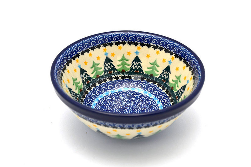 Ceramika Artystyczna Polish Pottery Bowl - Medium Nesting (6 1/2") - Christmas Trees 058-1284a (Ceramika Artystyczna)