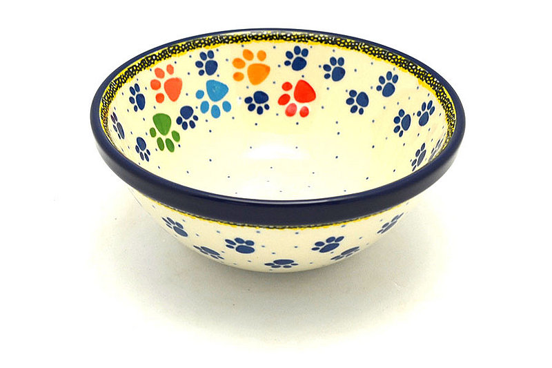 Ceramika Artystyczna Polish Pottery Bowl - Medium Nesting (6 1/2") - Paw Prints 058-1769a (Ceramika Artystyczna)