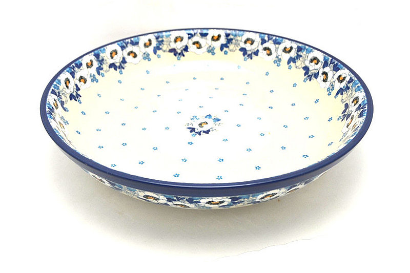 Ceramika Artystyczna Polish Pottery Bowl - Pasta Serving - Large - White Poppy 115-2222a (Ceramika Artystyczna)