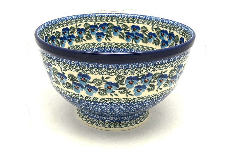 Ceramika Artystyczna Polish Pottery Bowl - Pedestal - Large Serving - Winter Viola A14-2273a (Ceramika Artystyczna)
