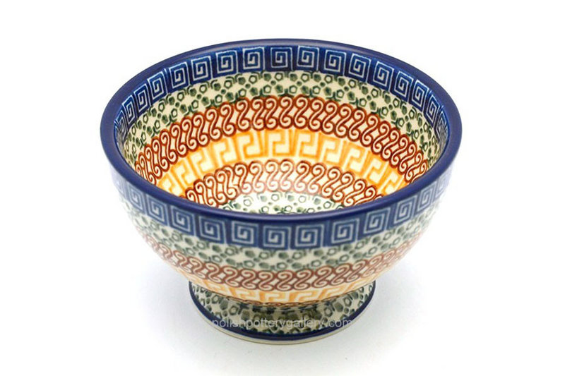 Ceramika Artystyczna Polish Pottery Bowl - Pedestal - Small - Autumn 206-050a (Ceramika Artystyczna)