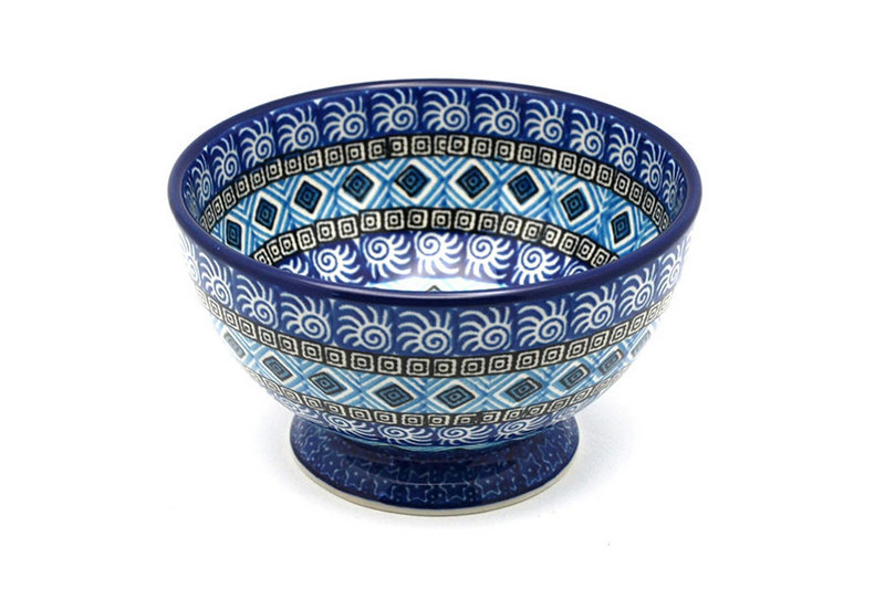 Ceramika Artystyczna Polish Pottery Bowl - Pedestal - Small - Aztec Sky 206-1917a (Ceramika Artystyczna)
