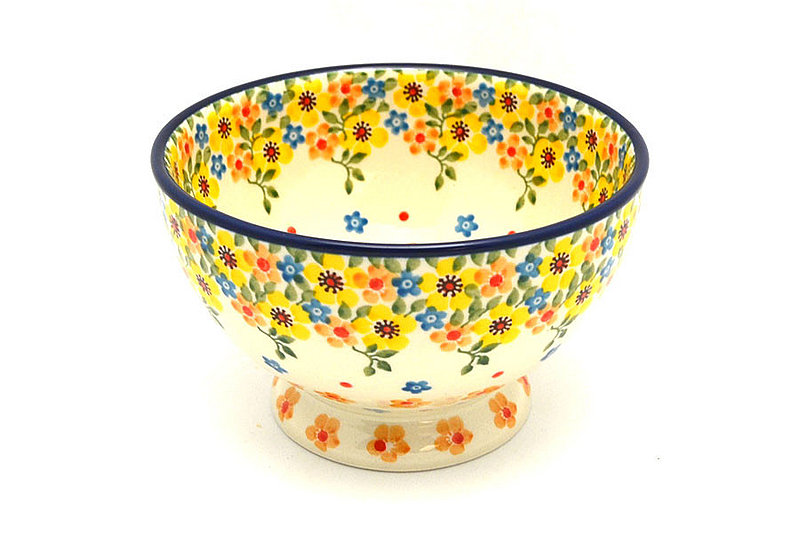 Ceramika Artystyczna Polish Pottery Bowl - Pedestal - Small - Buttercup 206-2225a (Ceramika Artystyczna)