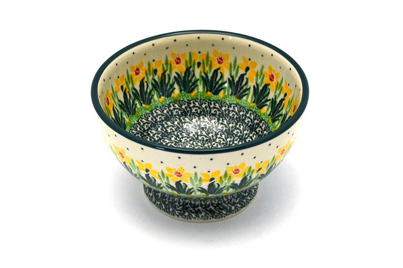 Ceramika Artystyczna Polish Pottery Bowl - Pedestal - Small - Daffodil 206-2122q (Ceramika Artystyczna)
