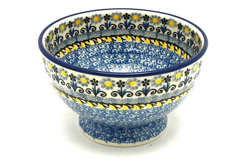 Ceramika Artystyczna Polish Pottery Bowl - Pedestal - Small - Daisy Maize 206-2178a (Ceramika Artystyczna)