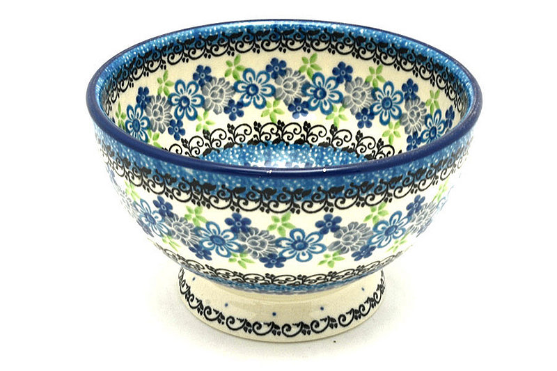 Ceramika Artystyczna Polish Pottery Bowl - Pedestal - Small - Flower Works 206-2633a (Ceramika Artystyczna)