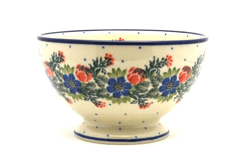 Ceramika Artystyczna Polish Pottery Bowl - Pedestal - Small - Garden Party 206-1535a (Ceramika Artystyczna)