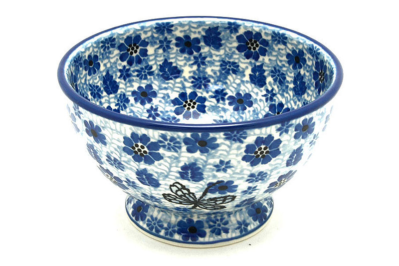 Ceramika Artystyczna Polish Pottery Bowl - Pedestal - Small - Hidden Dragonfly 206-1443a (Ceramika Artystyczna)
