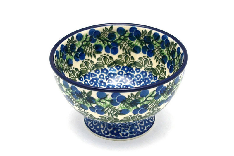 Ceramika Artystyczna Polish Pottery Bowl - Pedestal - Small - Huckleberry 206-1413a (Ceramika Artystyczna)