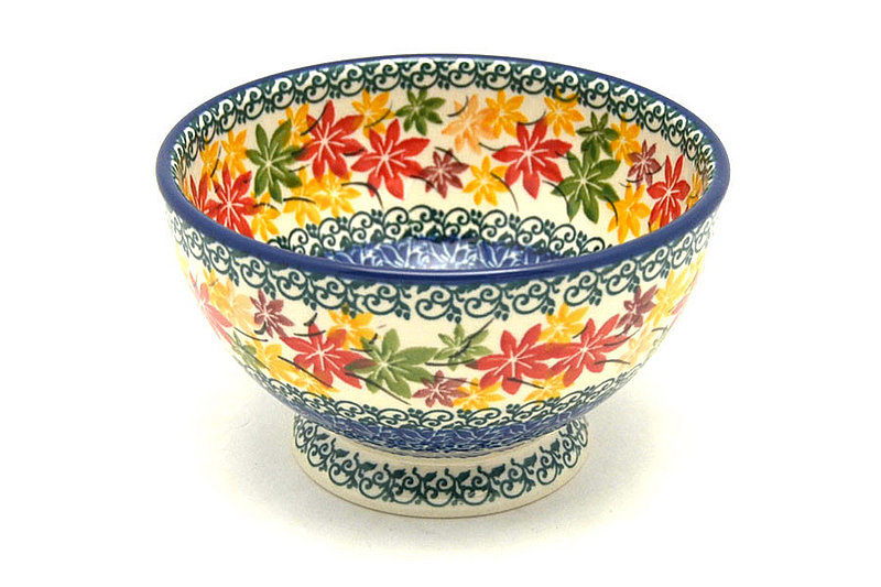 Ceramika Artystyczna Polish Pottery Bowl - Pedestal - Small - Maple Harvest 206-2533a (Ceramika Artystyczna)