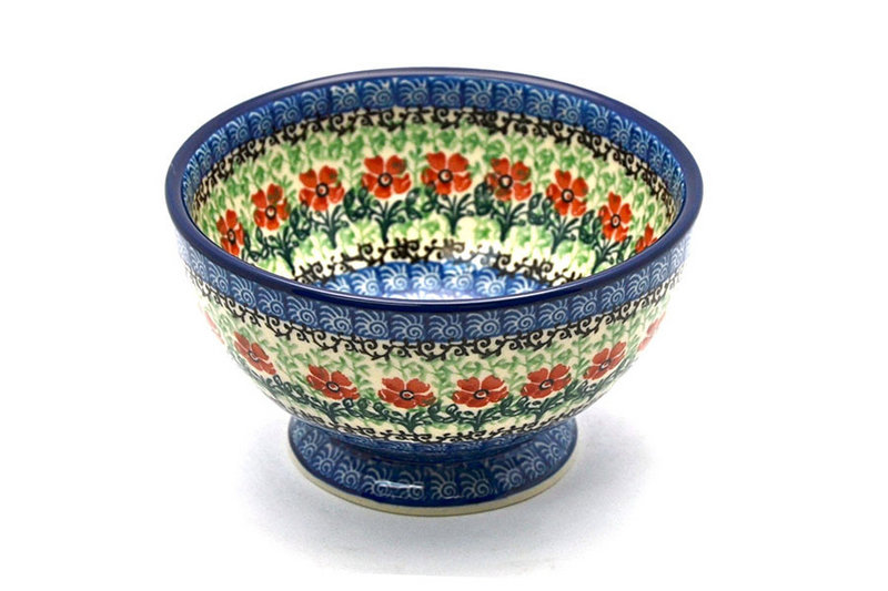 Ceramika Artystyczna Polish Pottery Bowl - Pedestal - Small - Maraschino 206-1916a (Ceramika Artystyczna)