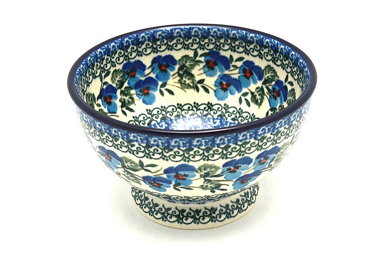 Ceramika Artystyczna Polish Pottery Bowl - Pedestal - Small - Winter Viola 206-2273a (Ceramika Artystyczna)