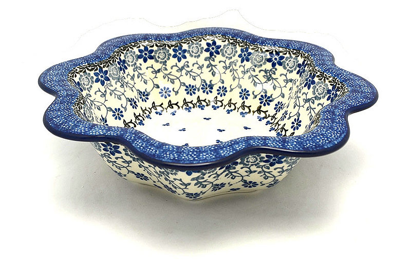 Ceramika Artystyczna Polish Pottery Bowl - Petal Edge - Silver Lace 796-2158a (Ceramika Artystyczna)