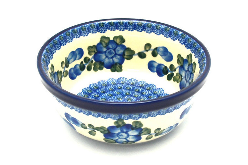 Polish Pottery Bowl - Salad - Blue Poppy