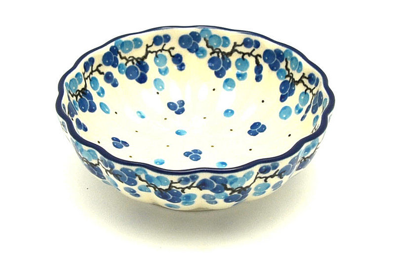 Polish Pottery Bowl - Shallow Scalloped - Small - Blue Peppercorn